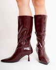 Botas Alto Estilo Burgundy
