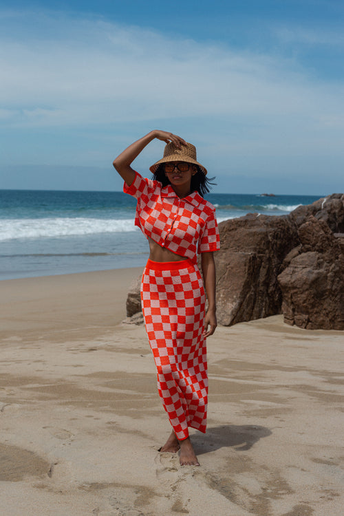 Conjunto Blusa y Falda Naranja Estapado