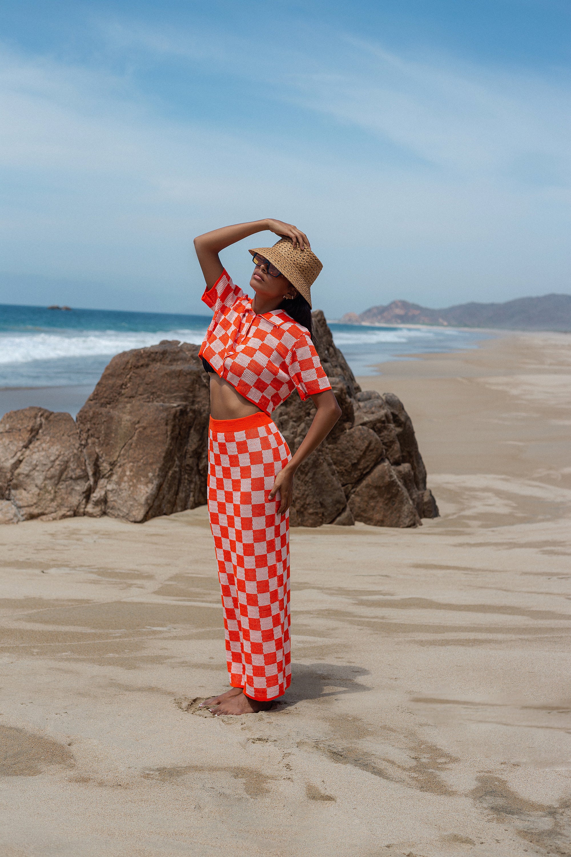Conjunto Blusa y Falda Naranja Estapado
