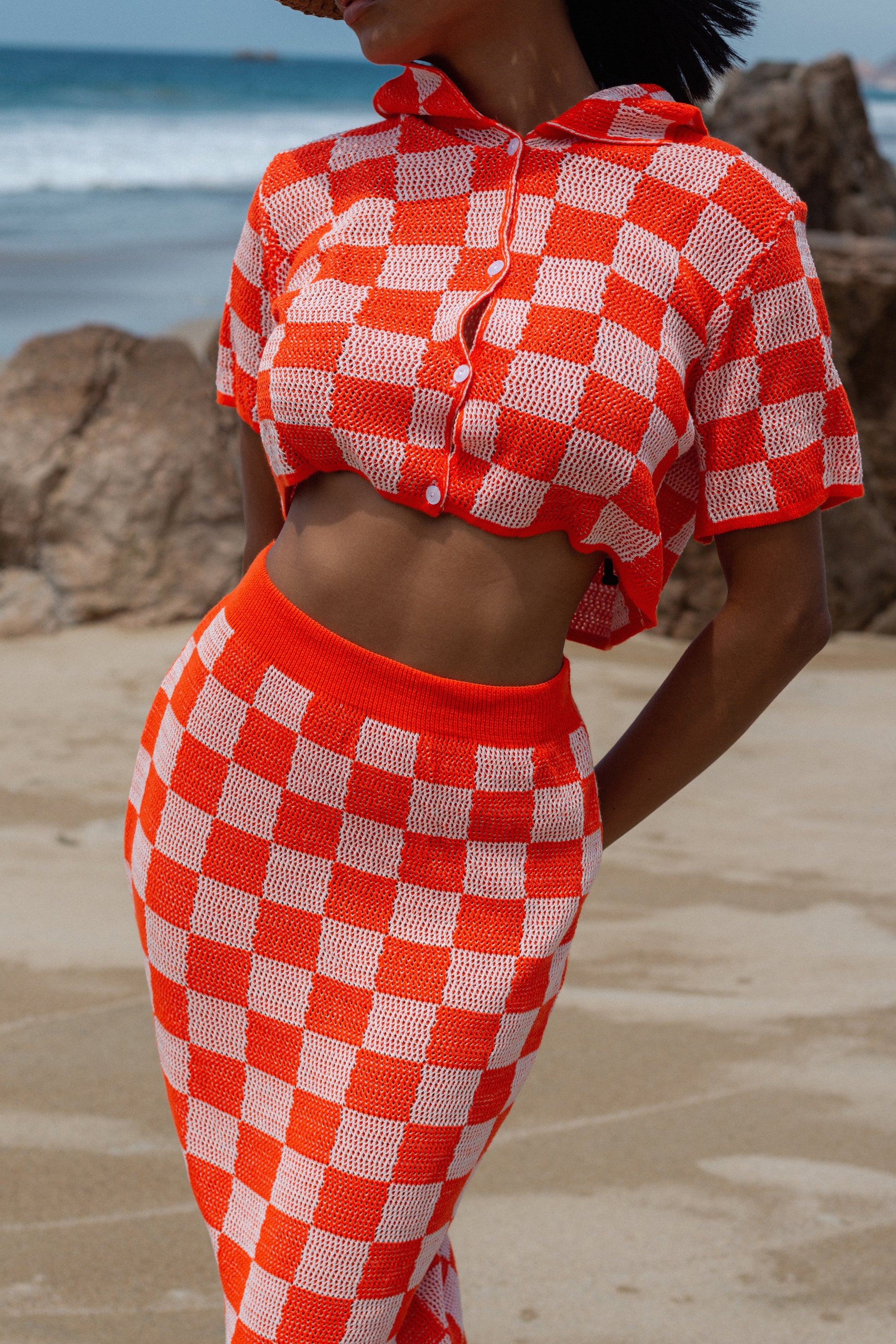Conjunto Blusa y Falda Naranja Estapado
