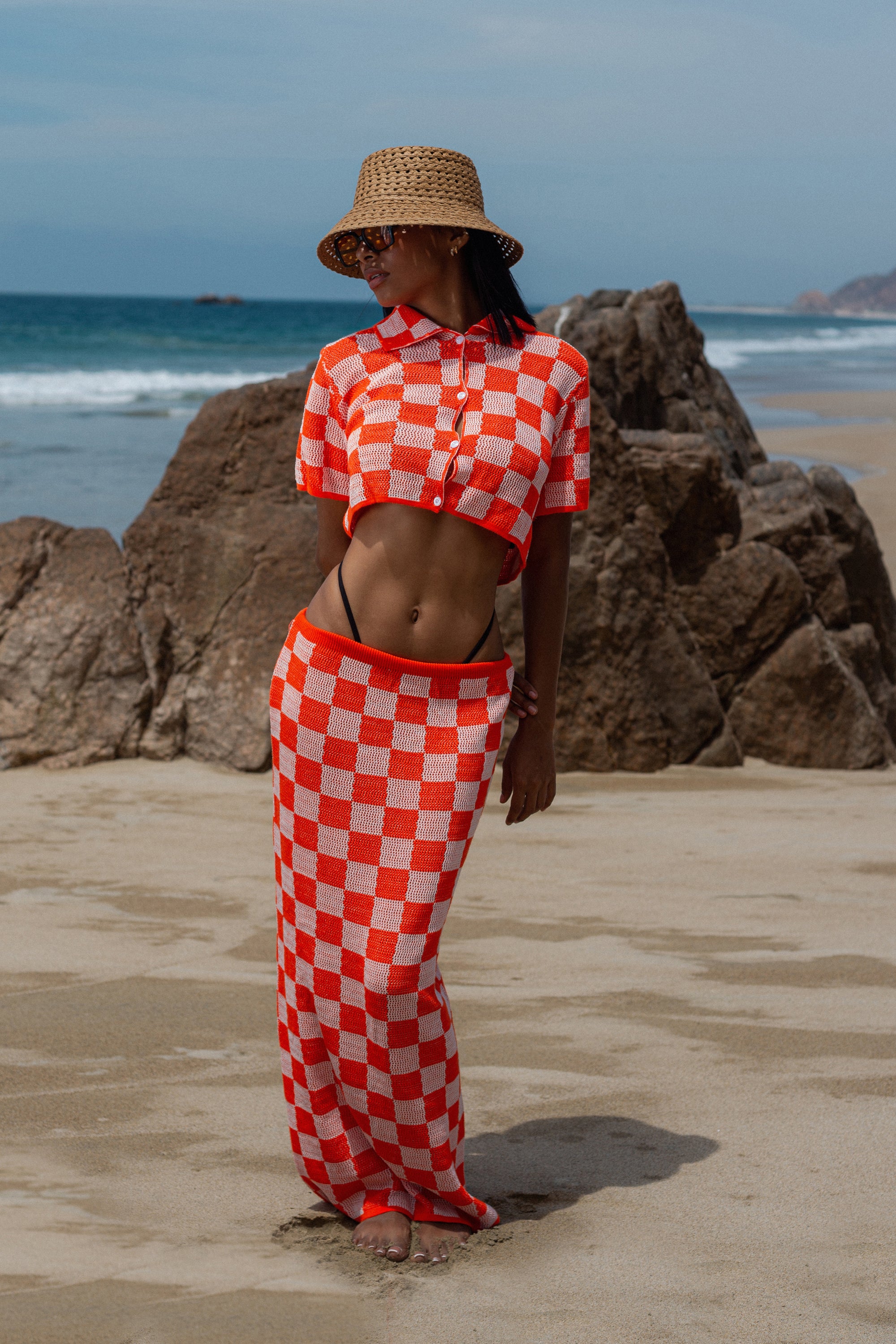 Conjunto Blusa y Falda Naranja Estapado