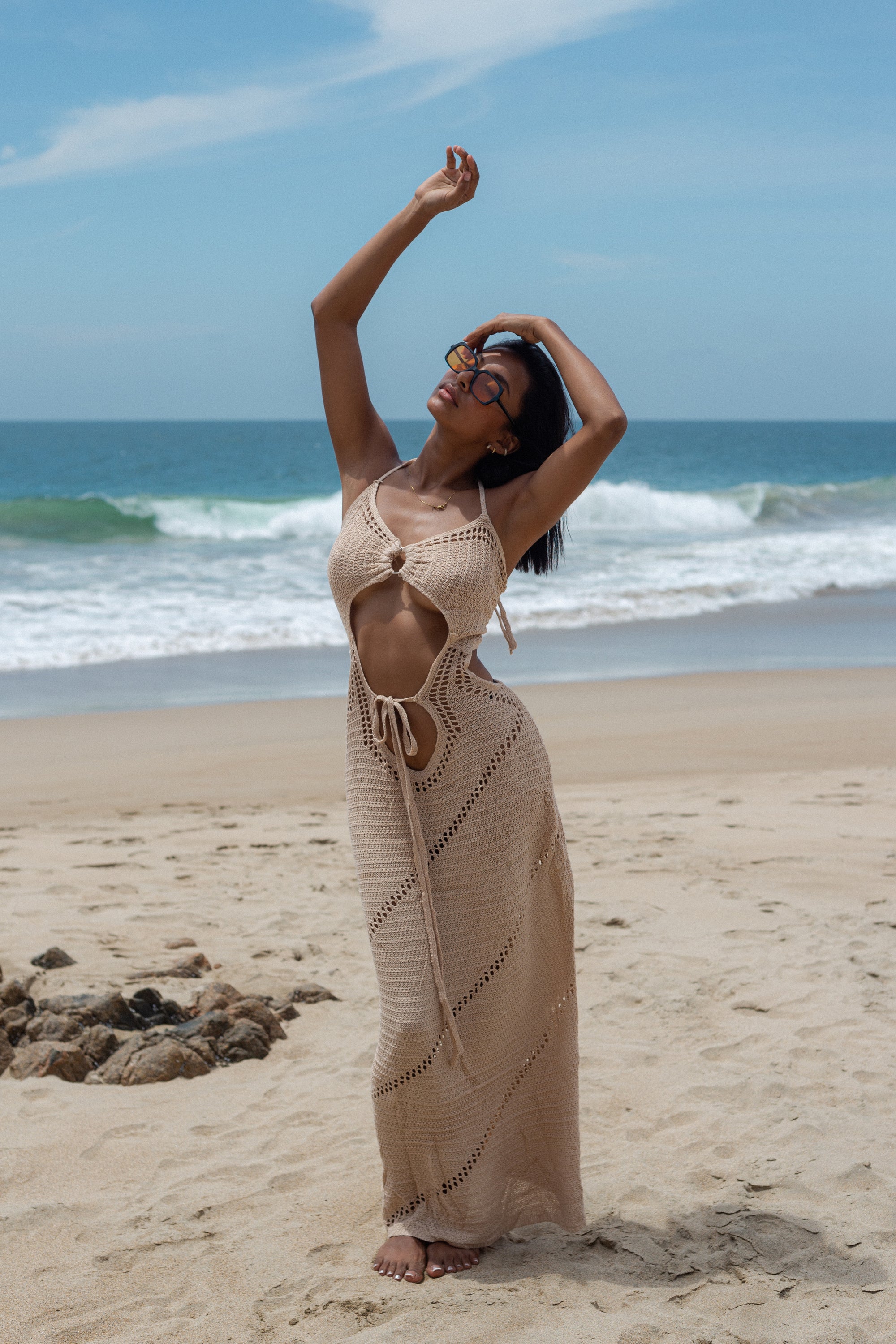 Kimono Largo Punto Beige
