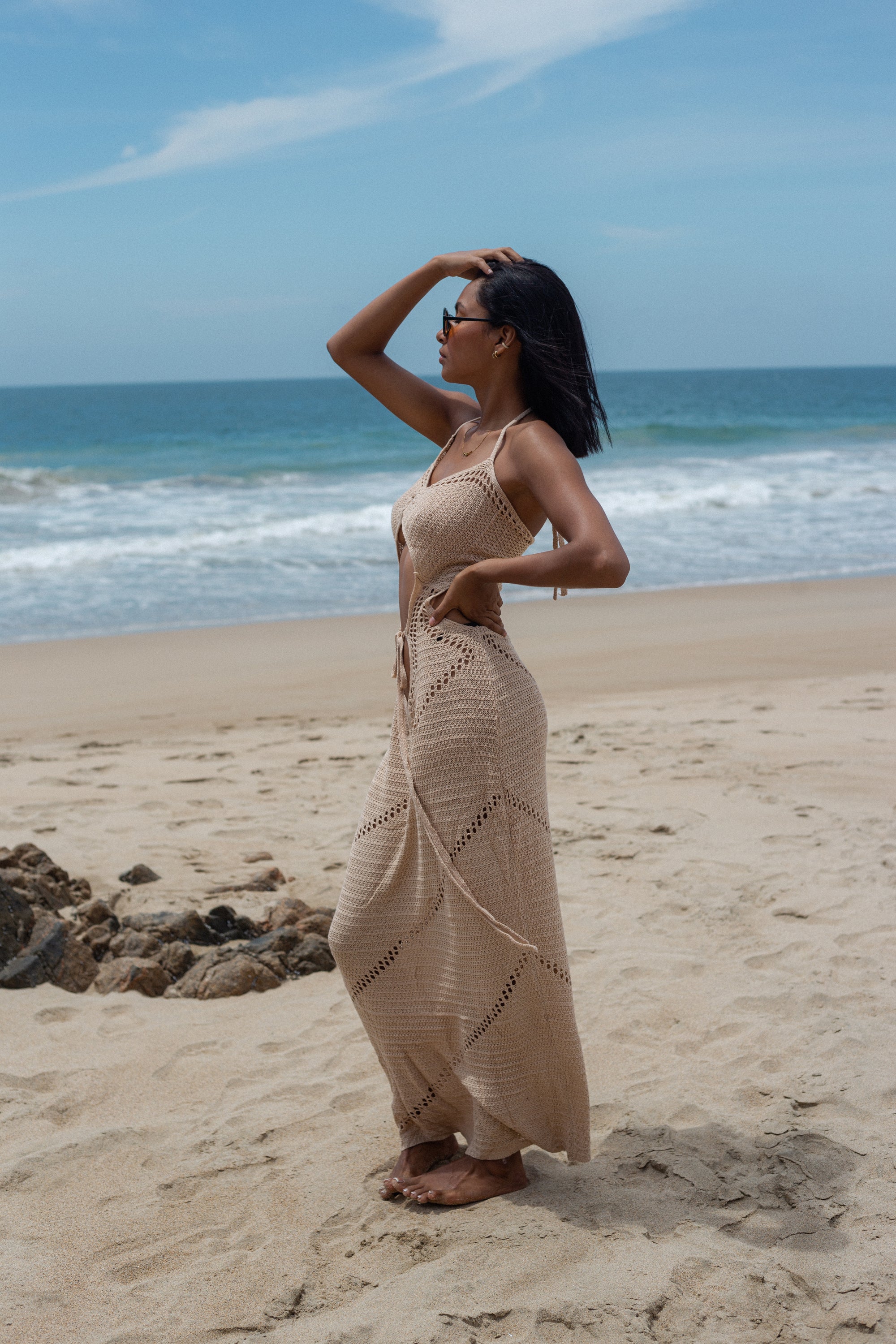 Kimono Largo Punto Beige