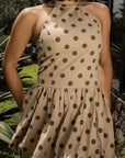 Vestido de Lunares Corto Beige
