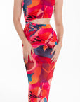 Vestido Midi Estampado Cut Out de un Hombro