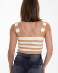 Top de Punto a Rayas Beige