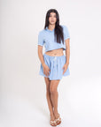 Conjunto Azul Blusa y Falda Corta Azul