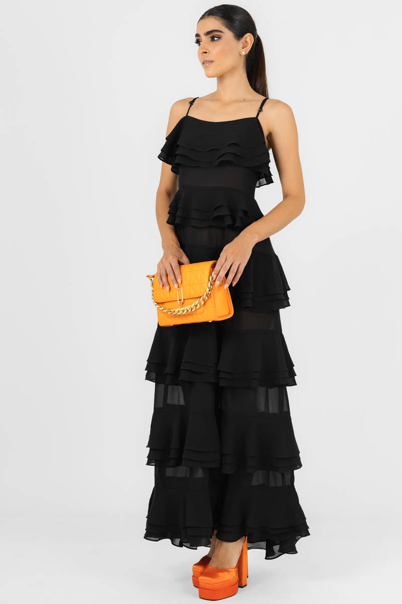Vestido Negro Largo Olanes