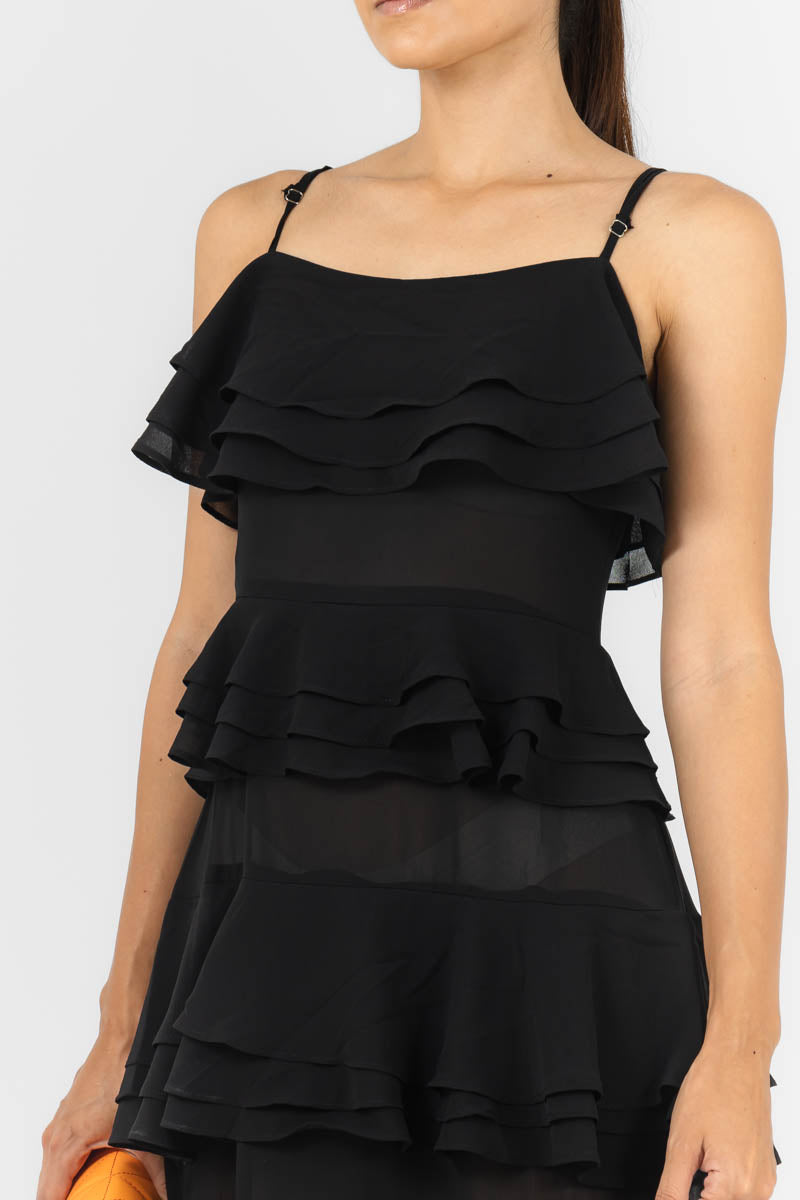 Vestido Negro Largo Olanes