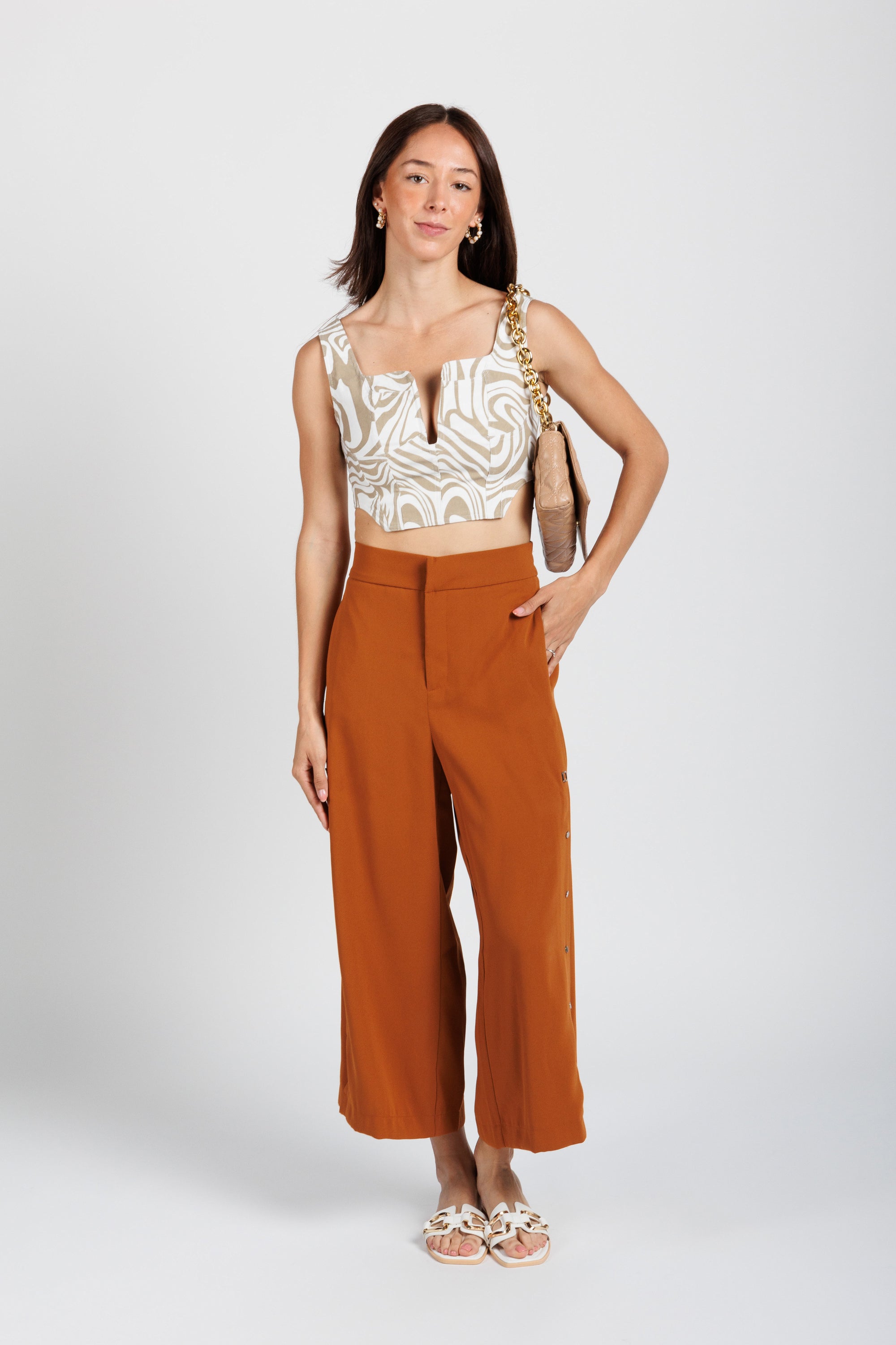 Crop Top Cebra Beige