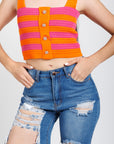 Top Tejido Rosa Naranja