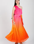 Vestido Plizado Bicolor