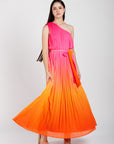 Vestido Plizado Bicolor