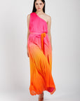 Vestido Plizado Bicolor