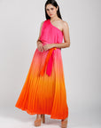 Vestido Plizado Bicolor