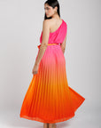 Vestido Plizado Bicolor