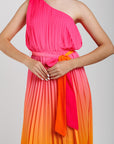 Vestido Plizado Bicolor