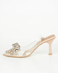 Zapatillas Transparentes con Moño Beige