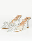 Zapatillas Transparentes con Moño Plata