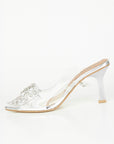 Zapatillas Transparentes con Moño Plata