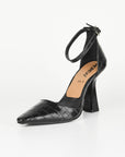 Zapatillas de Tacón Negro con Textura Croco