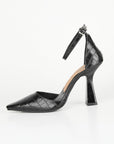 Zapatillas de Tacón Negro con Textura Croco