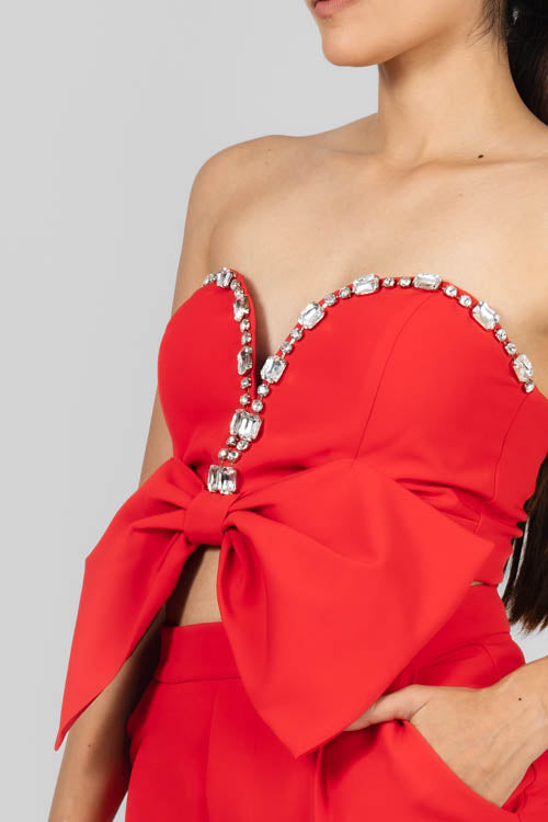 Conjunto Rojo Con Pedrería