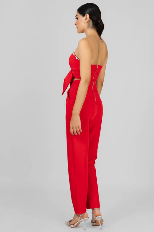 Conjunto Rojo Con Pedrería