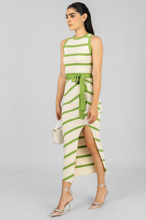 Vestido Rayado Verde Limón