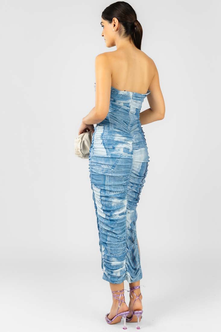 Vestido Strapless Azul