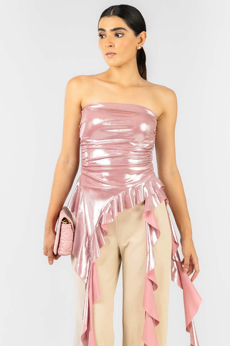 Blusa Rosa Asimétrica