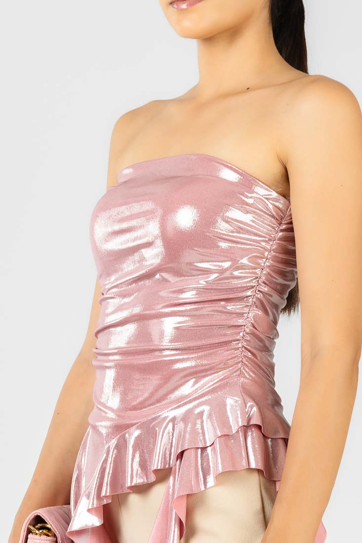 Blusa Rosa Asimétrica