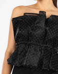 Top Negro Brillos Plisado