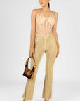 Top Transparente Beige Plisado