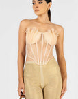 Top Transparente Beige Plisado