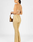 Top Transparente Beige Plisado