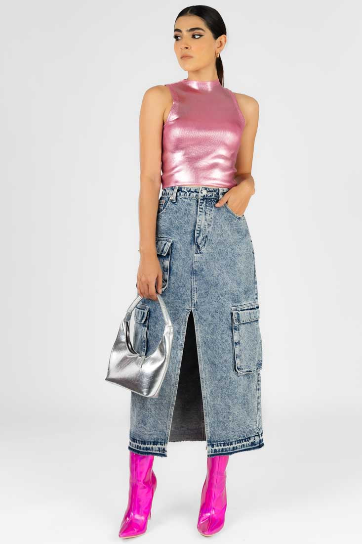 Blusa Rosa Metálica