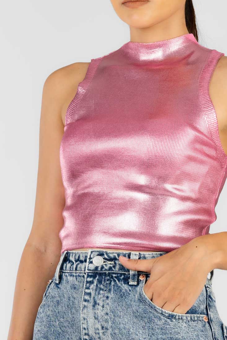 Blusa Rosa Metálica