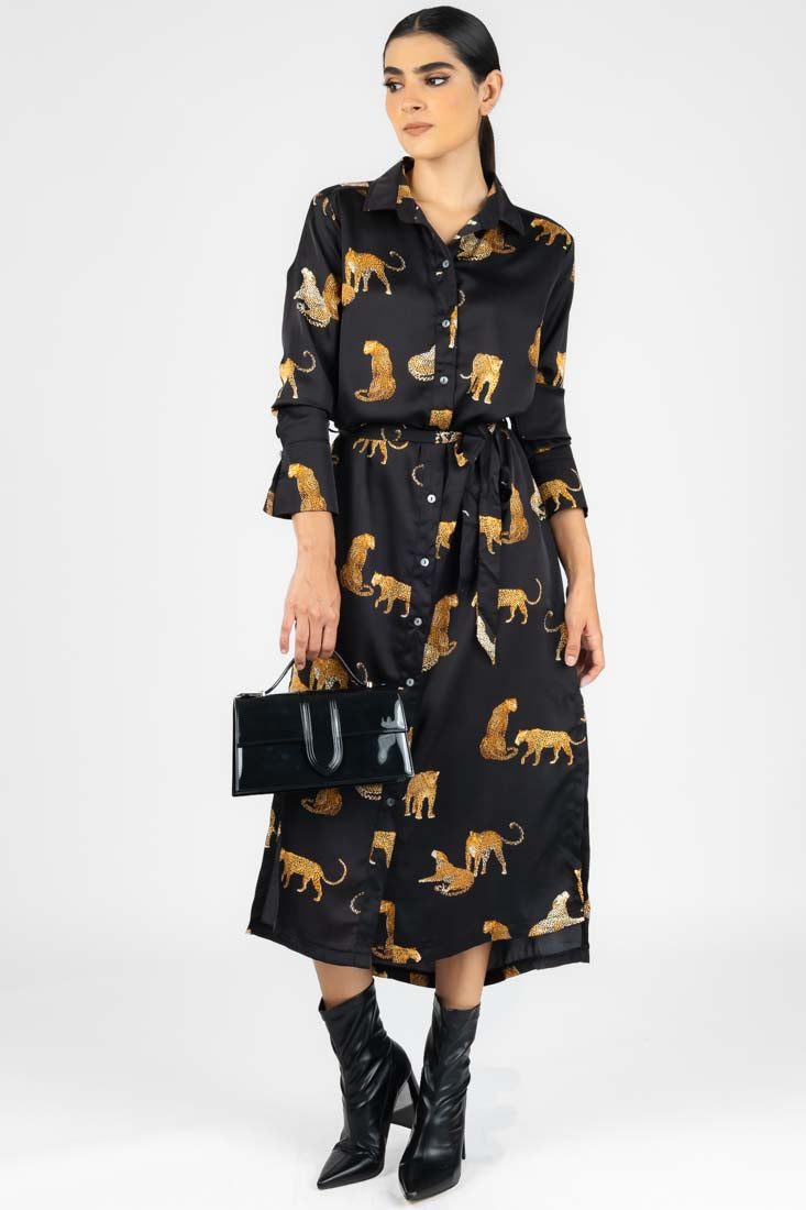 Vestido Negro con Tigre