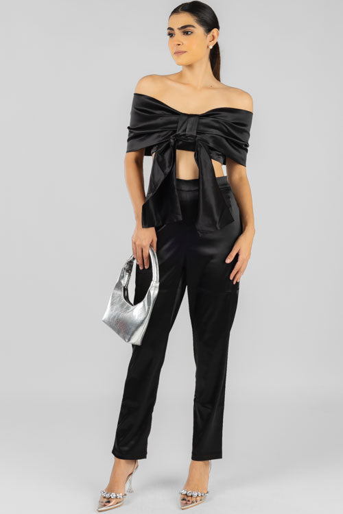 Conjunto Top Moño Negro