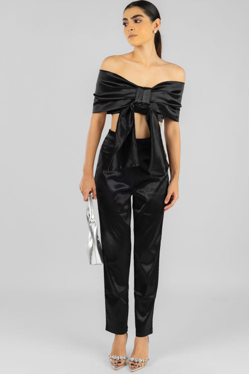 Conjunto Top Moño Negro