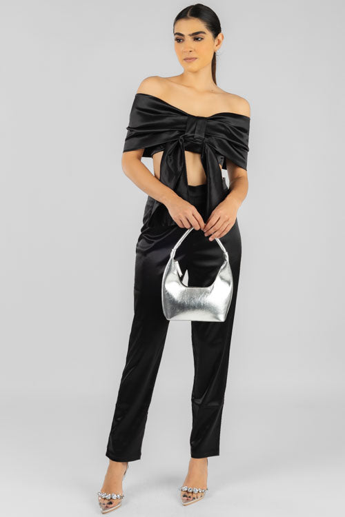 Conjunto Top Moño Negro