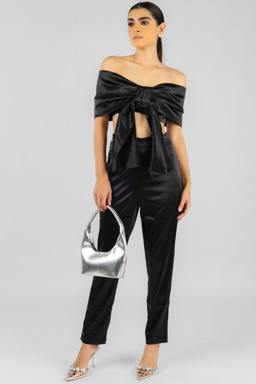 Conjunto Top Moño Negro
