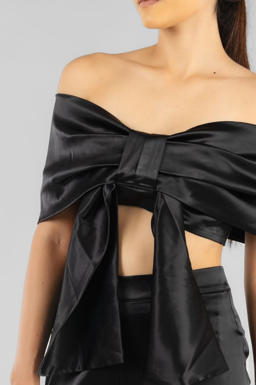 Conjunto Top Moño Negro