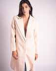Blazer Largo Cuadros Beige