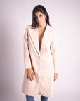 Blazer Largo Cuadros Beige